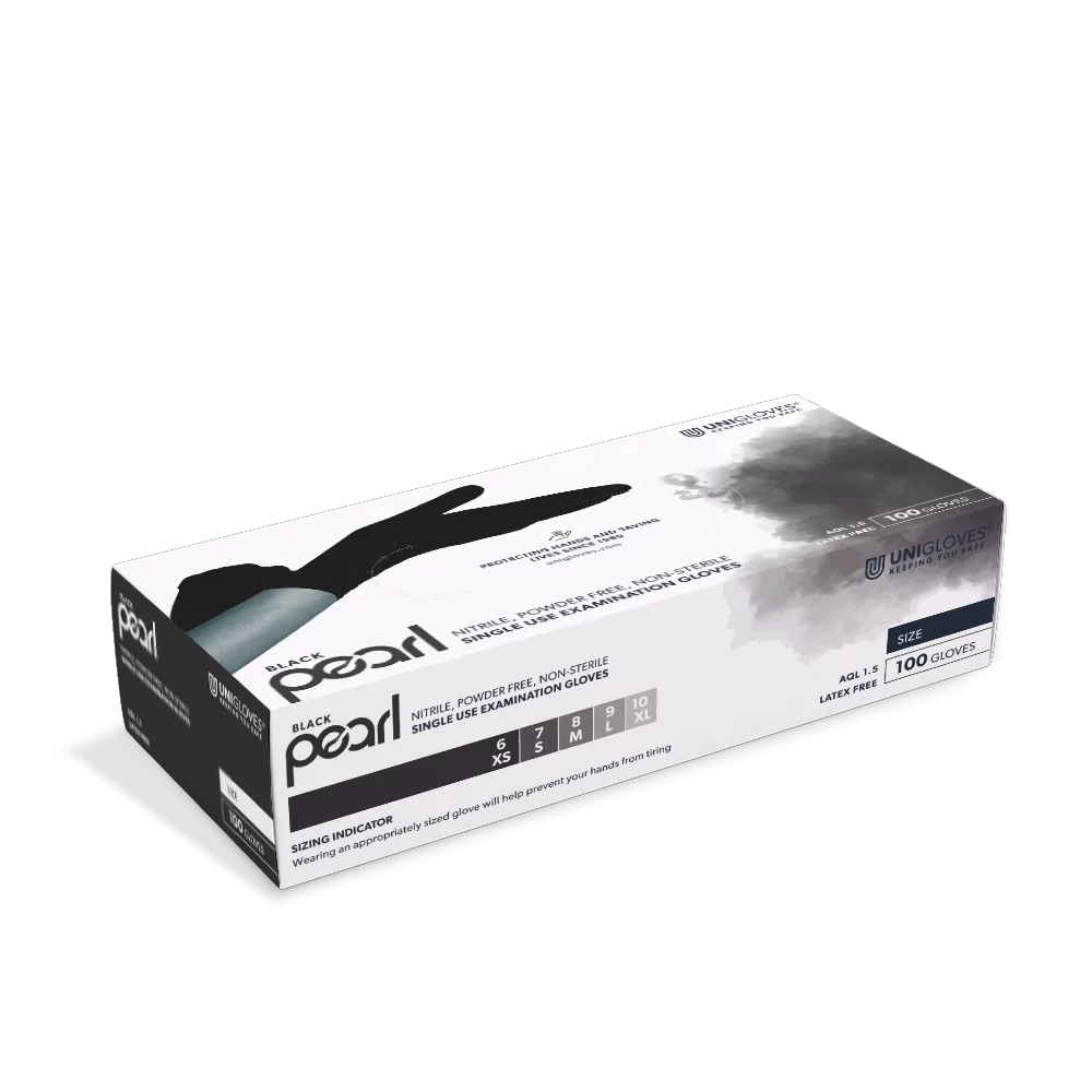 Nitrile Gloves Black Perl Size XS, powderfree, 100 ea/ Box