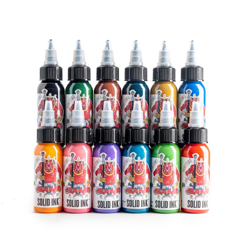 Set Horitomo - 12 colour - 1oz - Solid Ink β Professional Tattoo Ink by Solid Ink