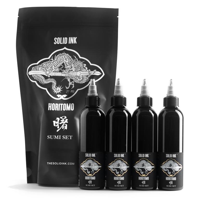 Set Horitomo Sumi - 4 colour - 2oz - Solid Ink – Professional Tattoo Ink by Solid Ink